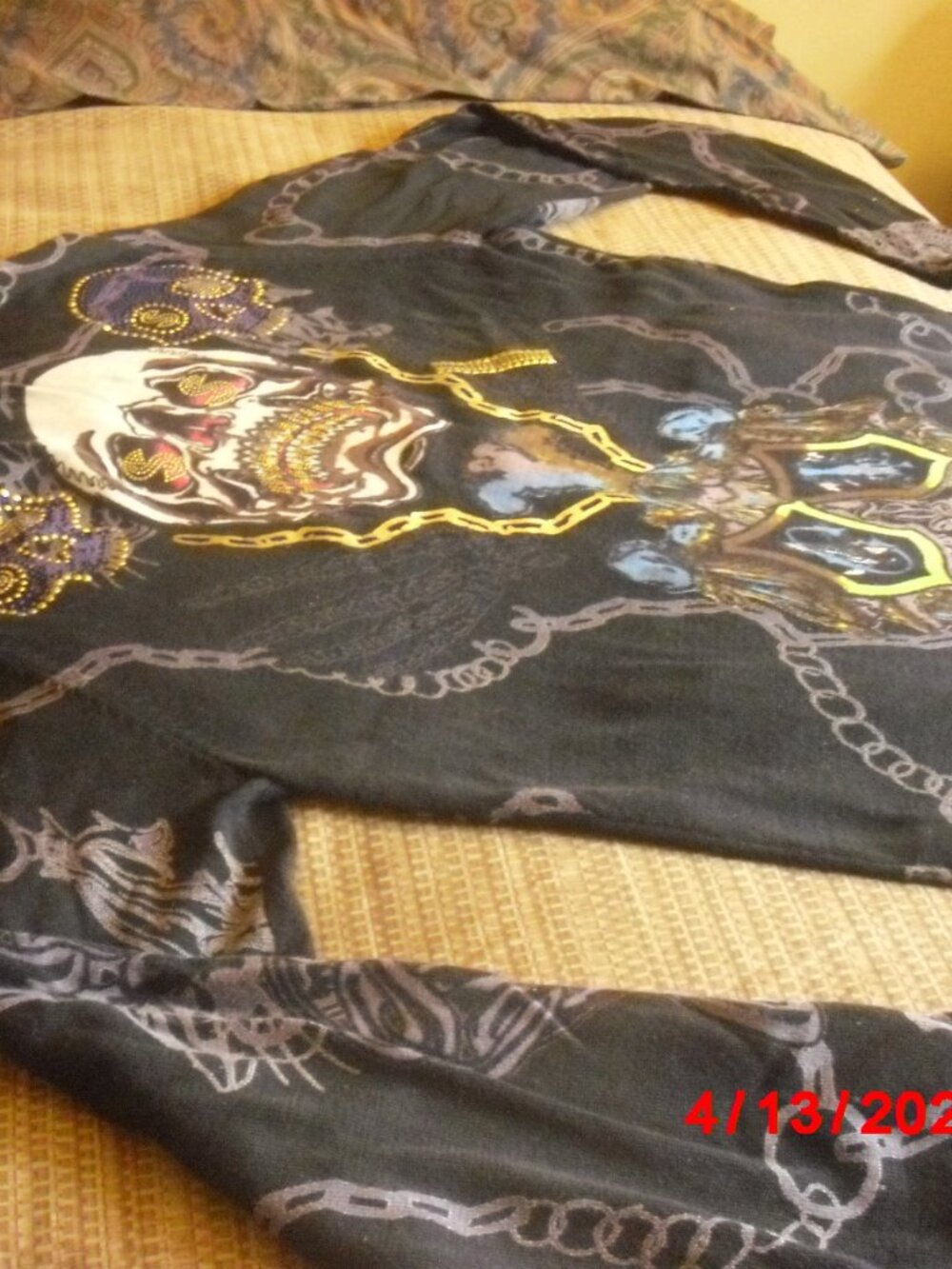 ED HARDY HOODIE,  Dramatic and Whimsical! Men's Medium, Rhinestones Everywhere!! - Picture 13 of 14